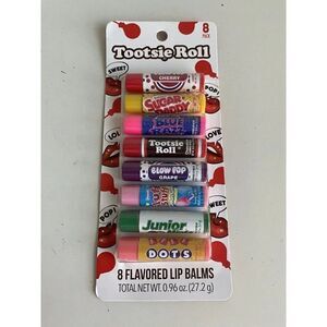 8 Pk Tootsie Roll Candy Flavored Lip Balms Blow Pop Dots Junior Mint Chap Stick